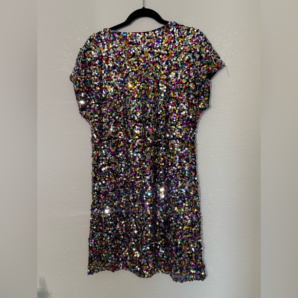 Sequin Multicolor Dress Boat Neck Party Dress New Year’s Eve Dress Holiday Large - Picture 9 of 9